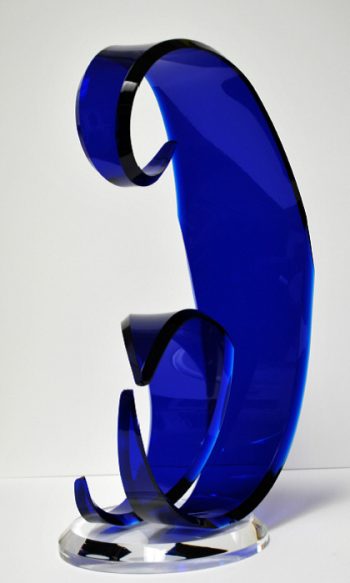 grae absi lucite acrylic sculpture, blue waves