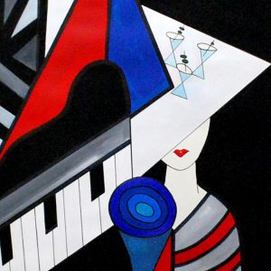 Grace Absi Piano bar acrylic on paper