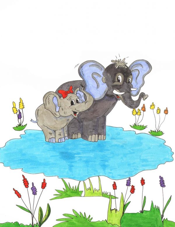 Grace Absi drawing for children, baby elephant