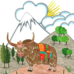 grace absi colored children's drawing, yak