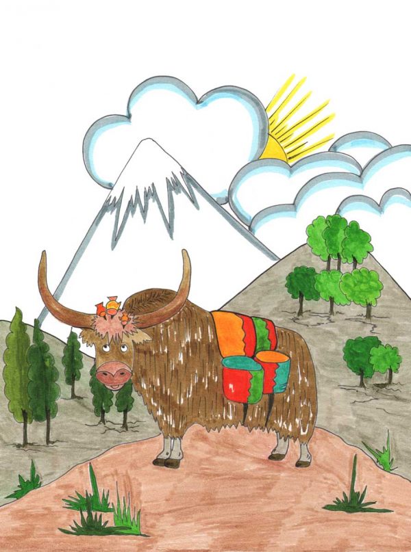 grace absi colored children's drawing, yak