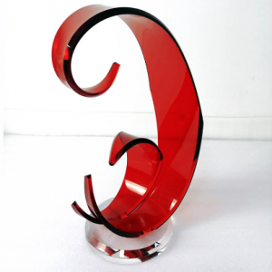 grace absi lucite acrylic sculpture, red waves