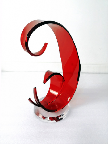 grace absi lucite acrylic sculpture, red waves