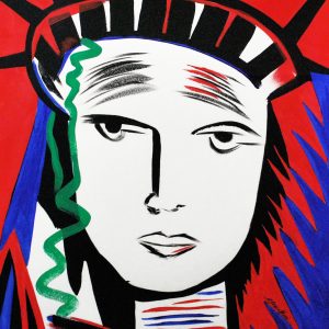 Grace Absi acrylic on paper lady liberty