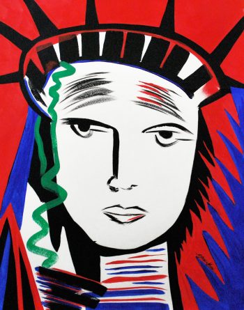 Grace Absi acrylic on paper lady liberty