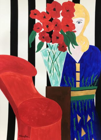 Grace Absi Acrylic on papaer, Red Chair